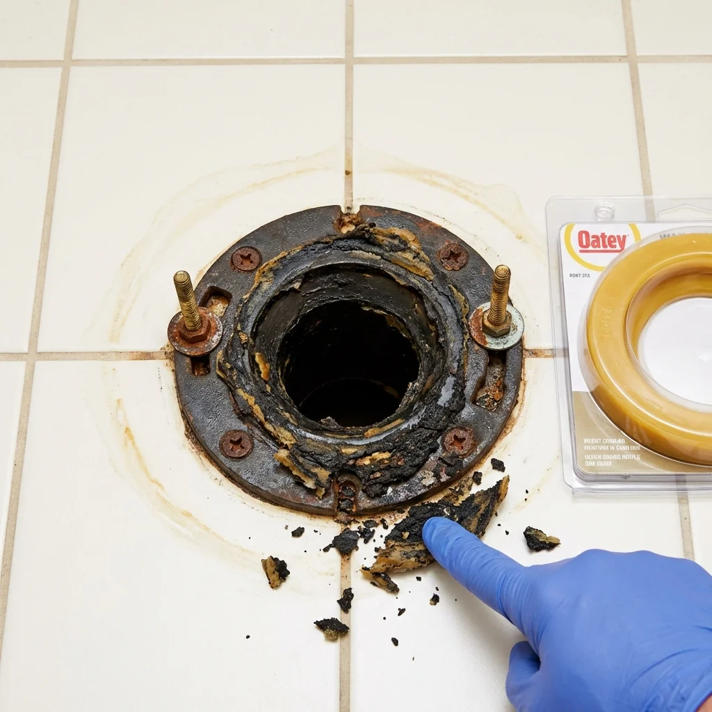Failed wax ring showing water seepage at the base of a toilet in a Springfield, TN home